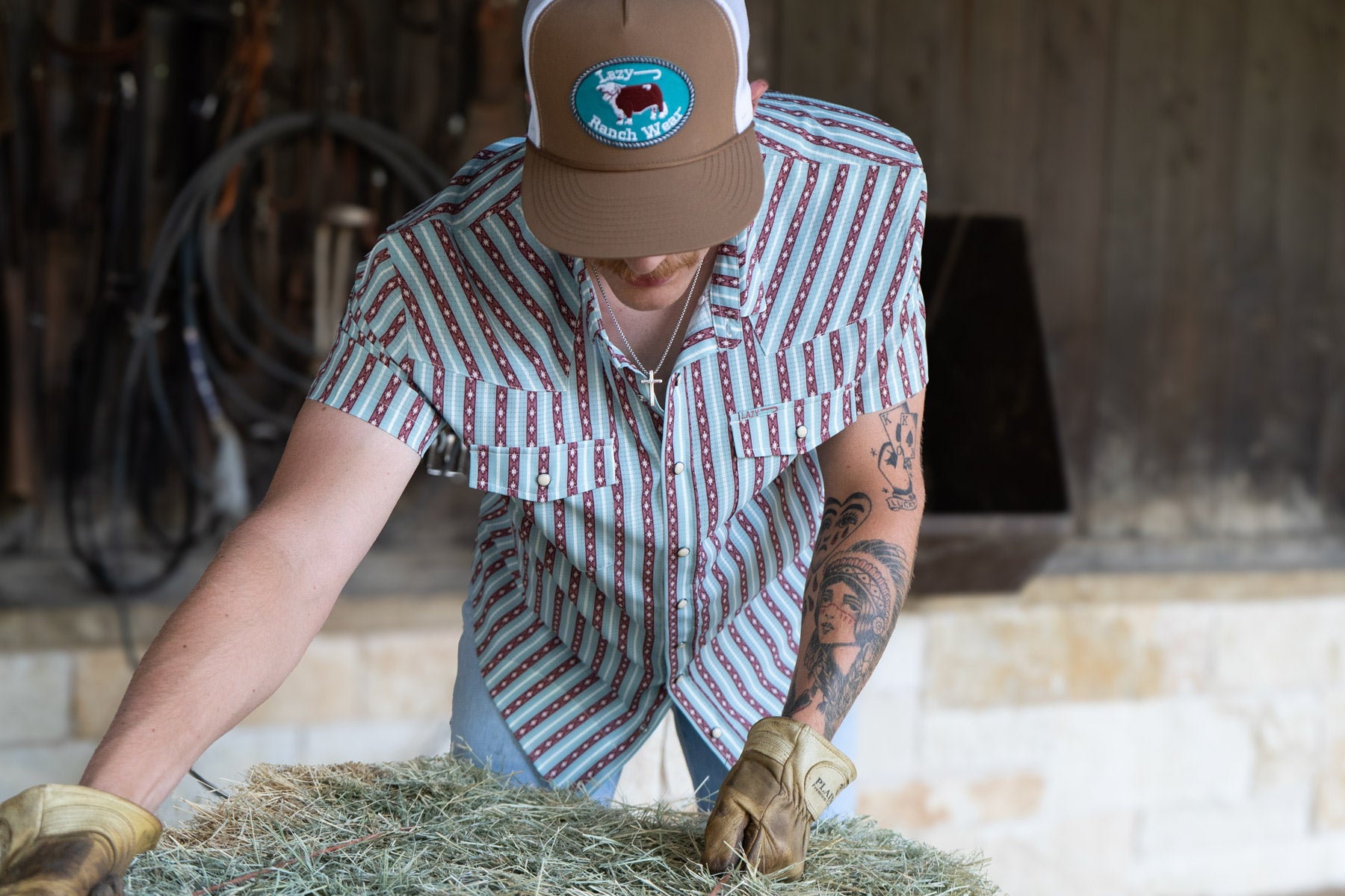 Lazy J Ranch Men's Airflow Pearl Snap Short Sleeve Shirt - Teal Mesa