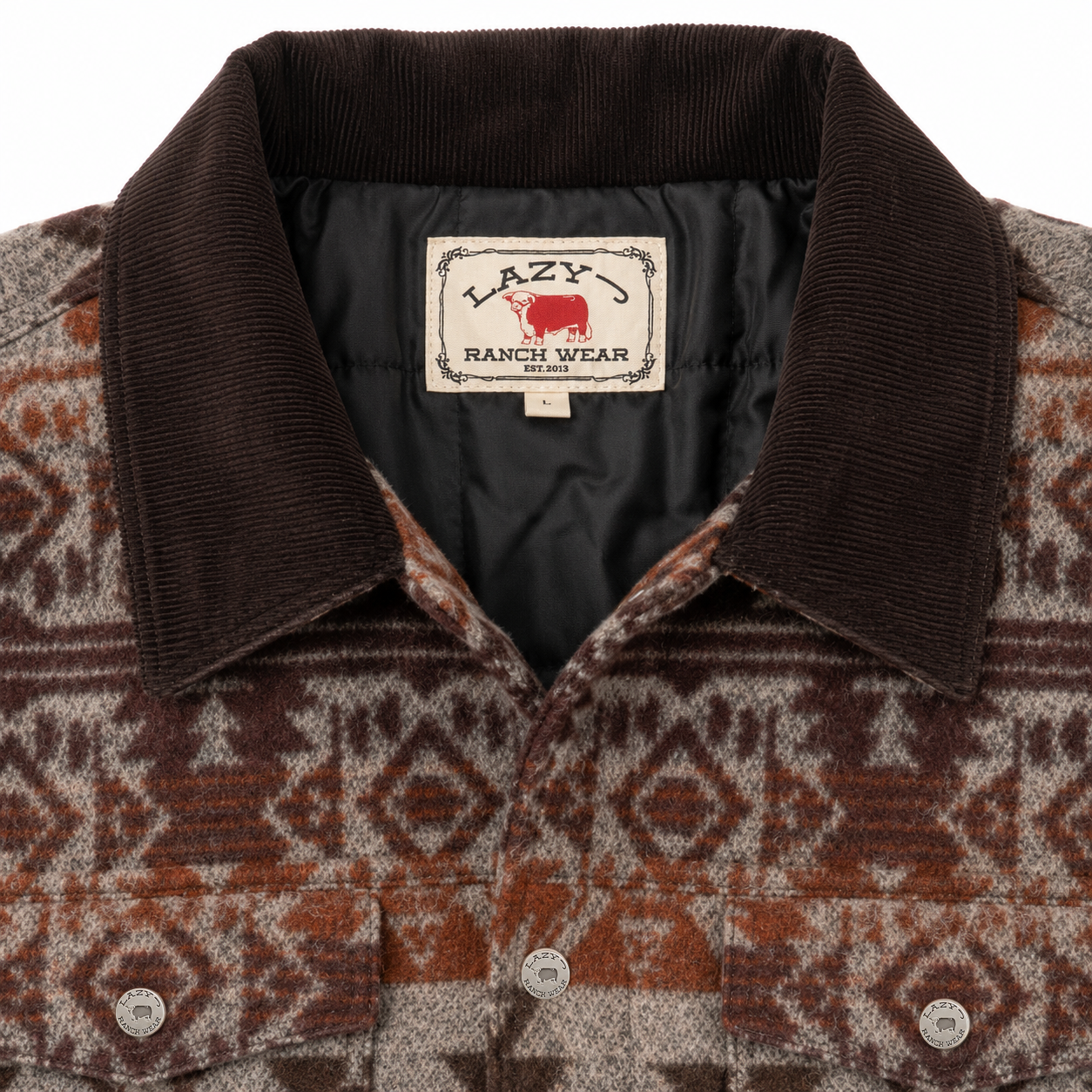 Lazy J Ranch Men's Navajo Print Trucker Jacket - Rust