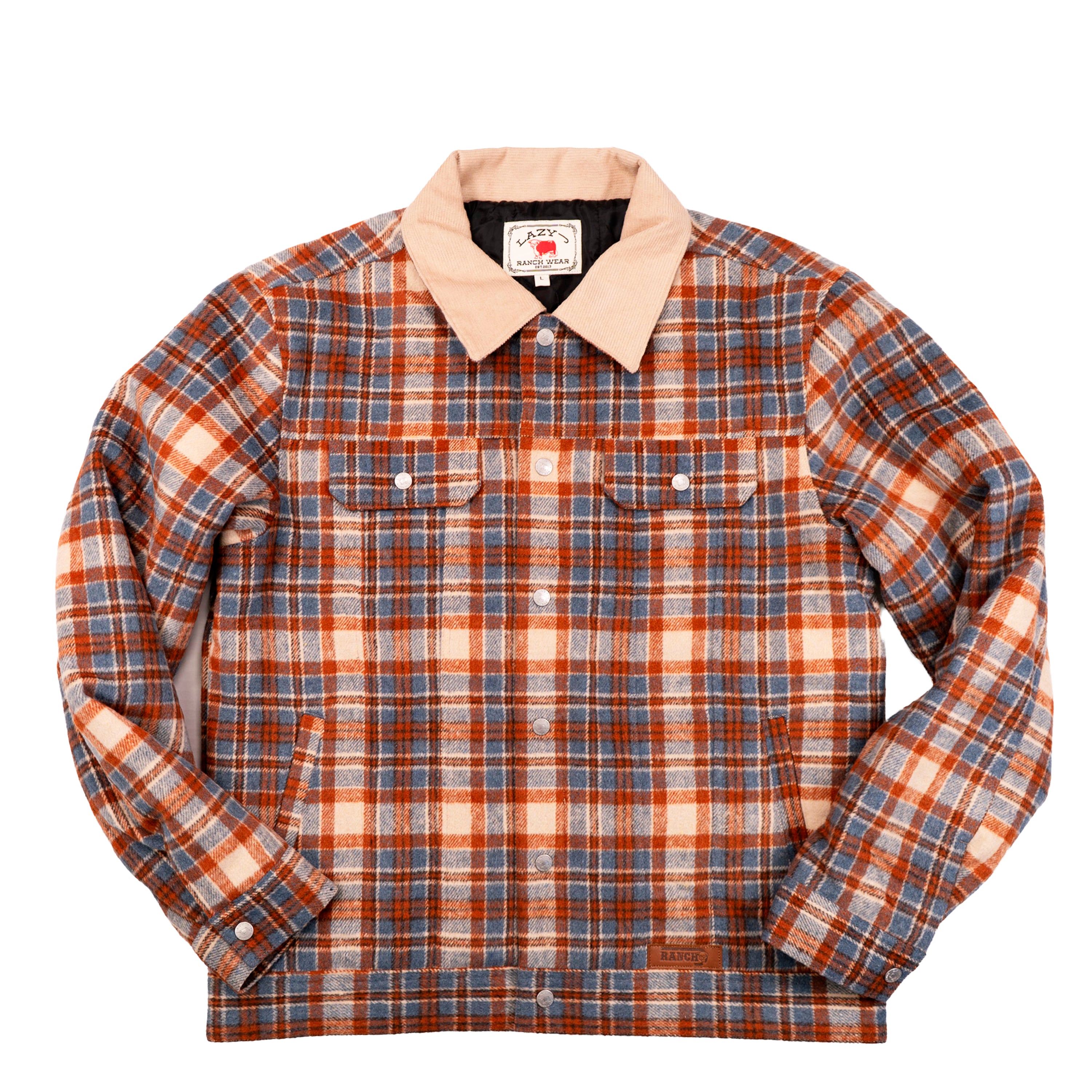 Lazy J Ranch Men's Plaid Trucker Jacket - Rust