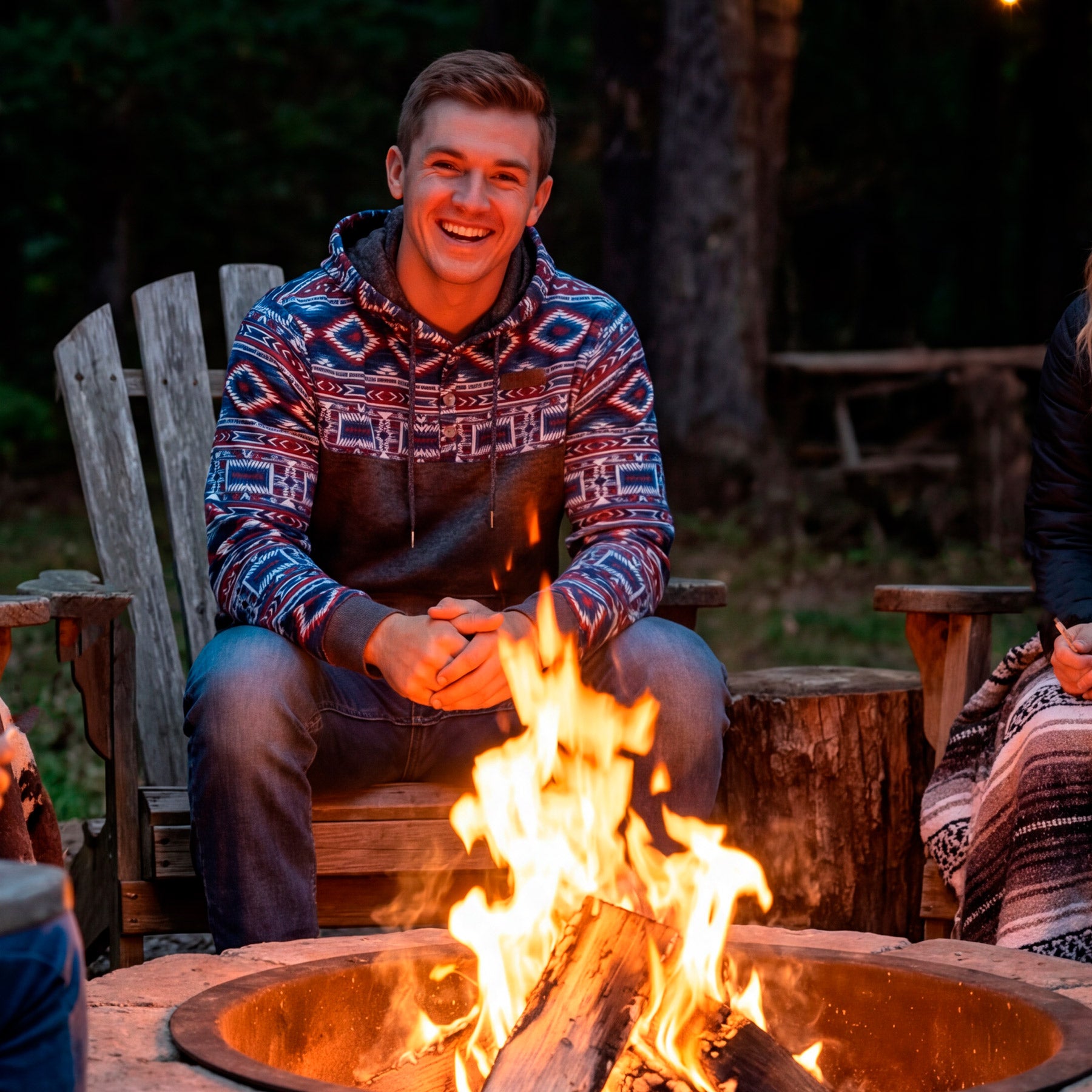 Lazy J Ranch Aztec Long Sleeve Hoodie - Grey