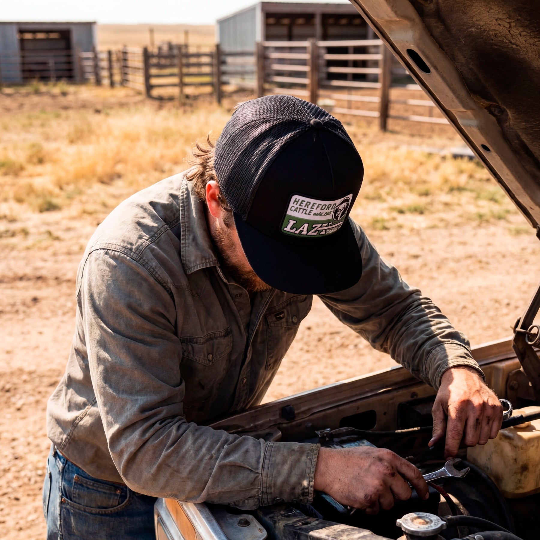Lazy J Ranch Black Shafter Classic Five Panel Trucker Hat