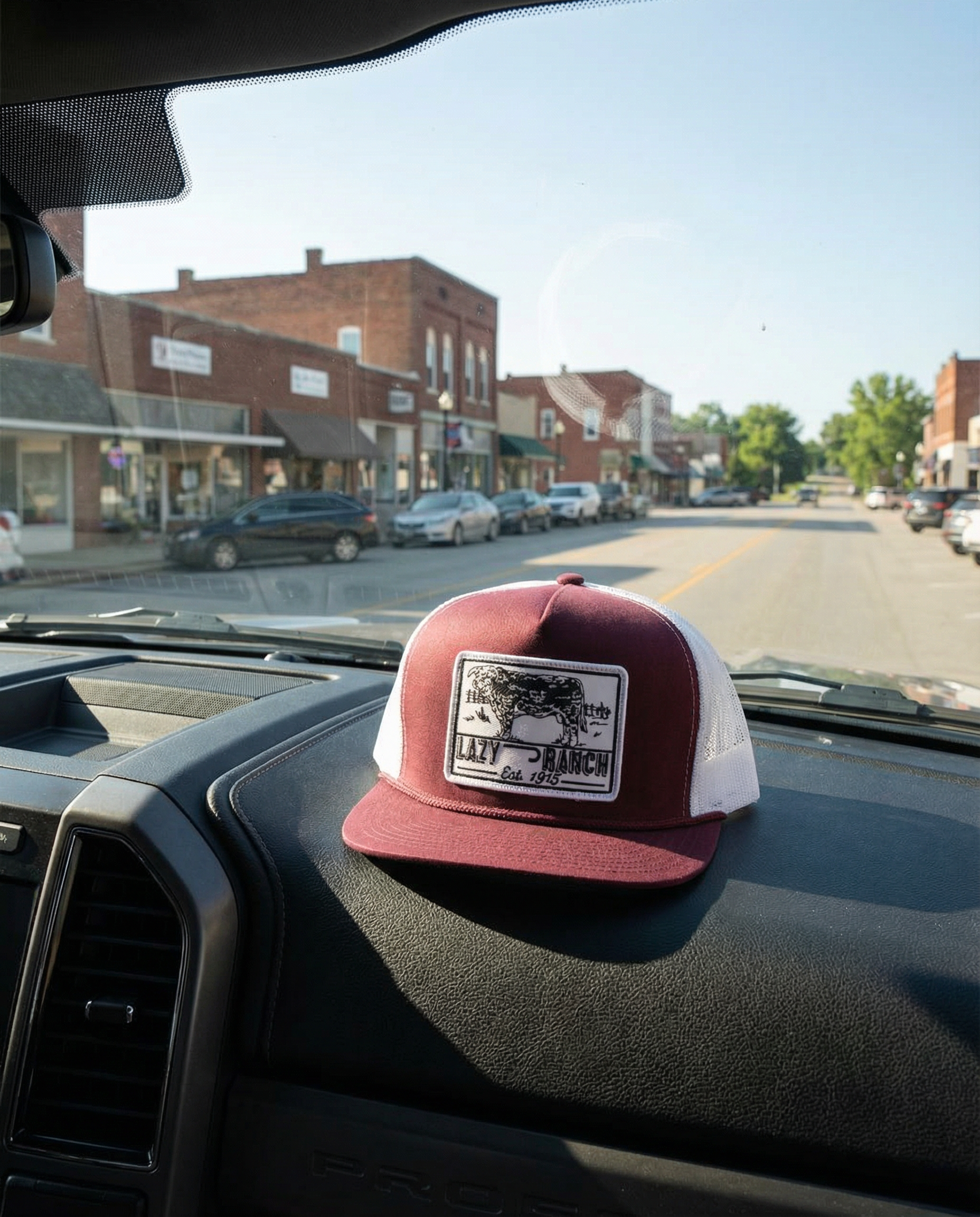 Lazy J Ranch Maroon & White Bull Trap Classic Rope Trucker Hat