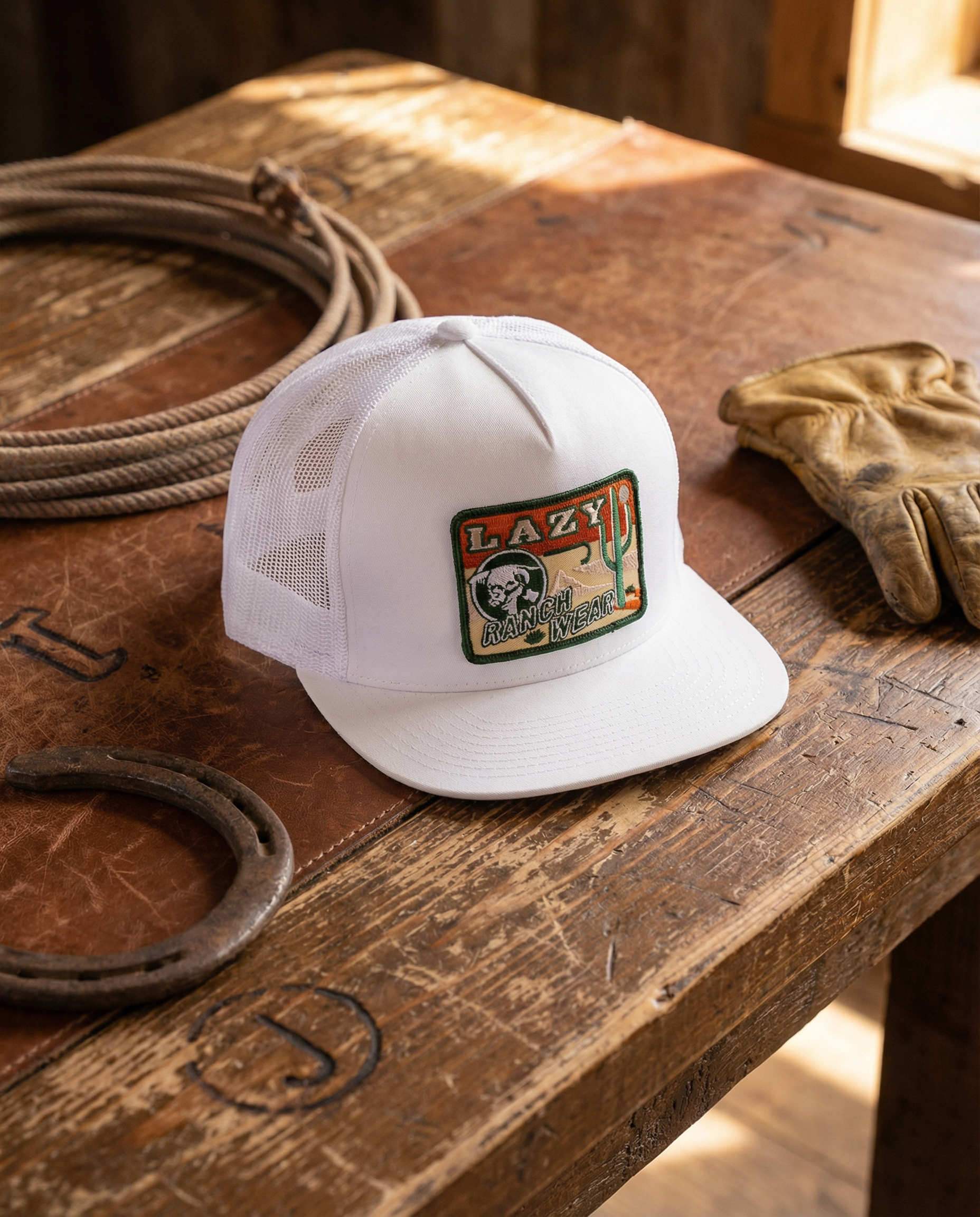 Lazy J Ranch White Big Bend Classic Five Panel Trucker Hat