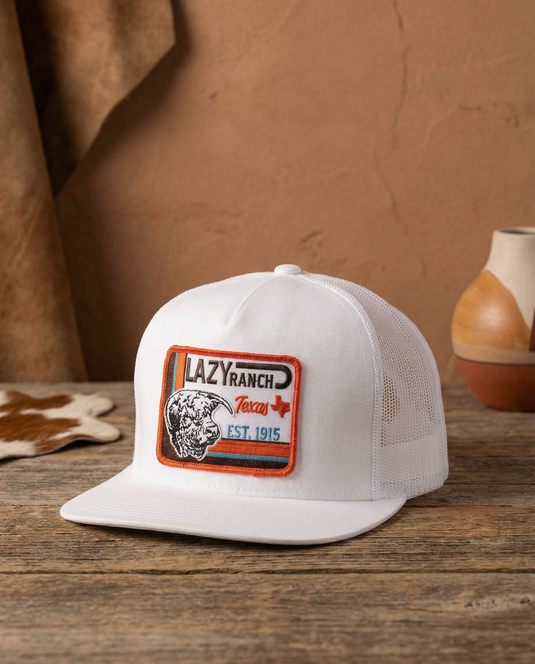 Lazy J Ranch White Rio Grande Classic Five Panel Trucker Hat