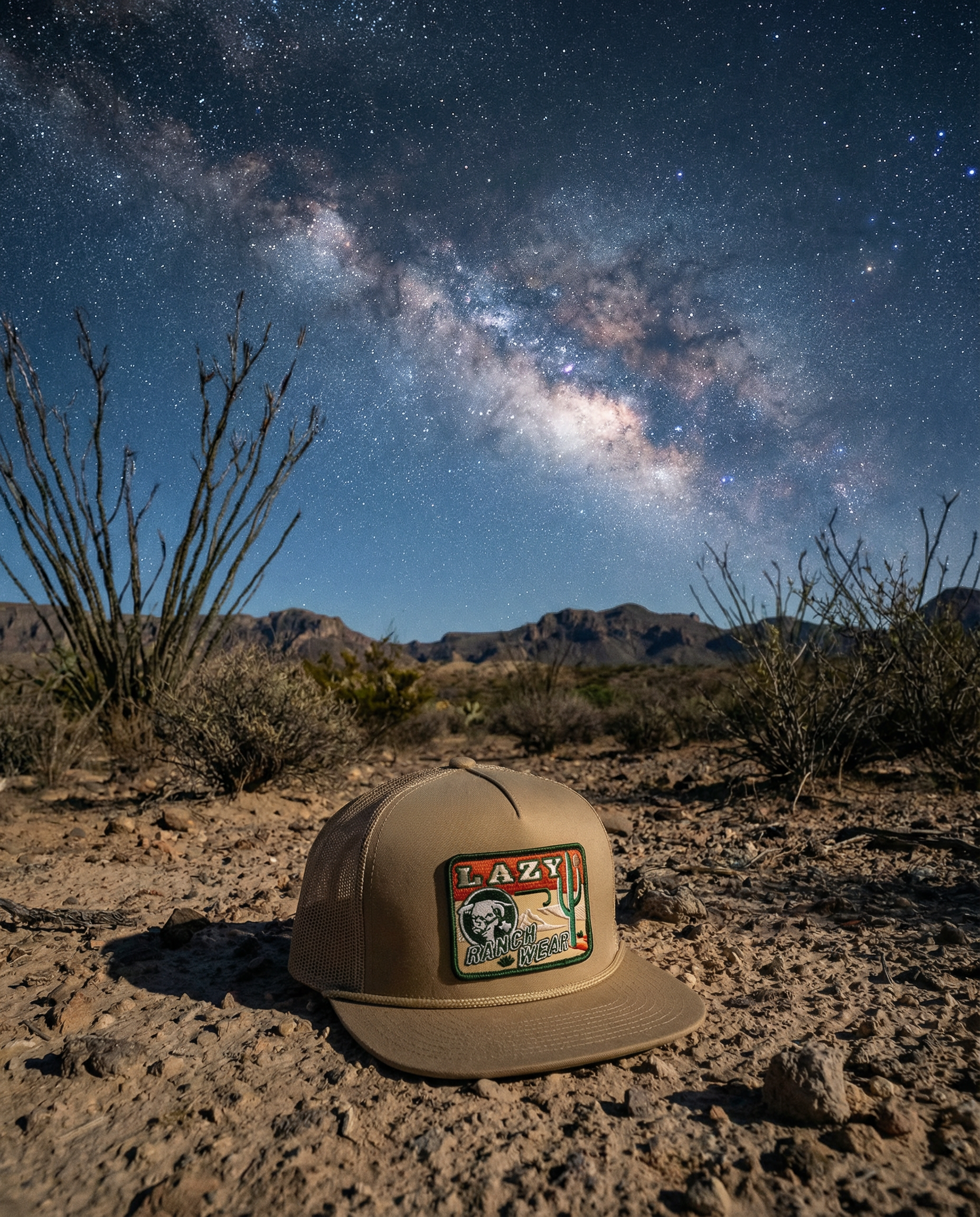 Lazy J Ranch Tan Big Bend Classic Rope Trucker Hat