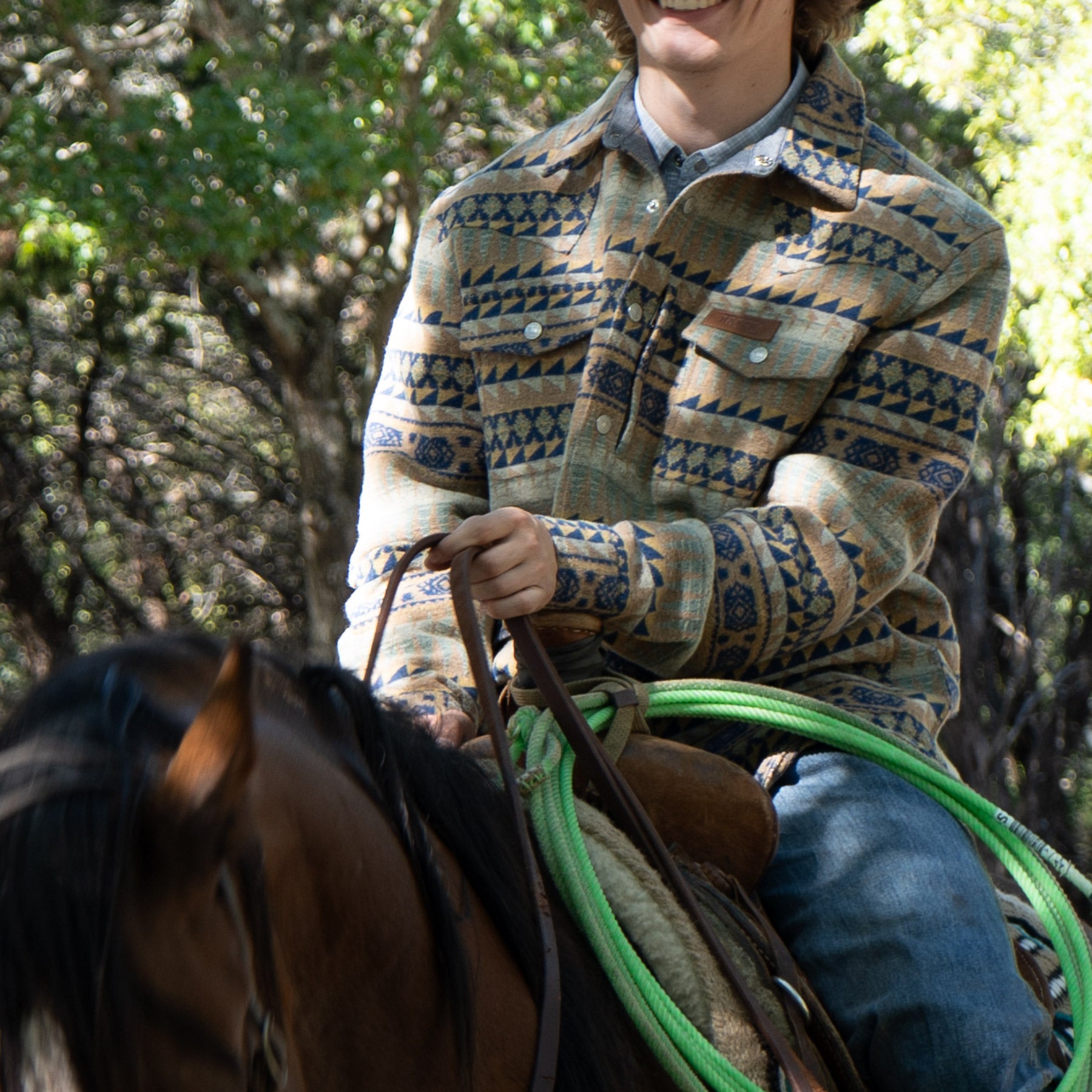 Lazy J Men's Aztec Print Jacket - Brown