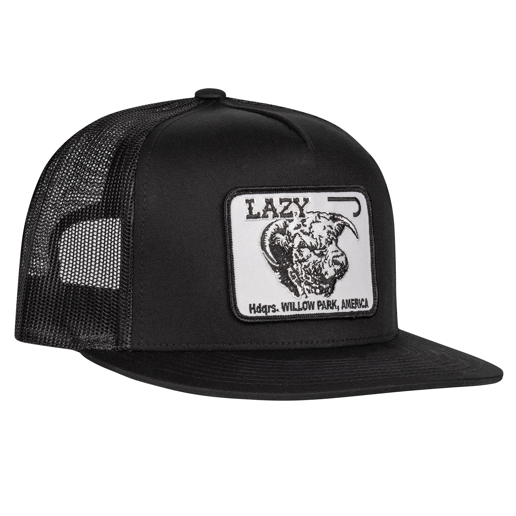 Lazy J Ranch Black Willow Cattle Headquarters Classic Five Panel Trucker Hat-BLACK4WILLOW