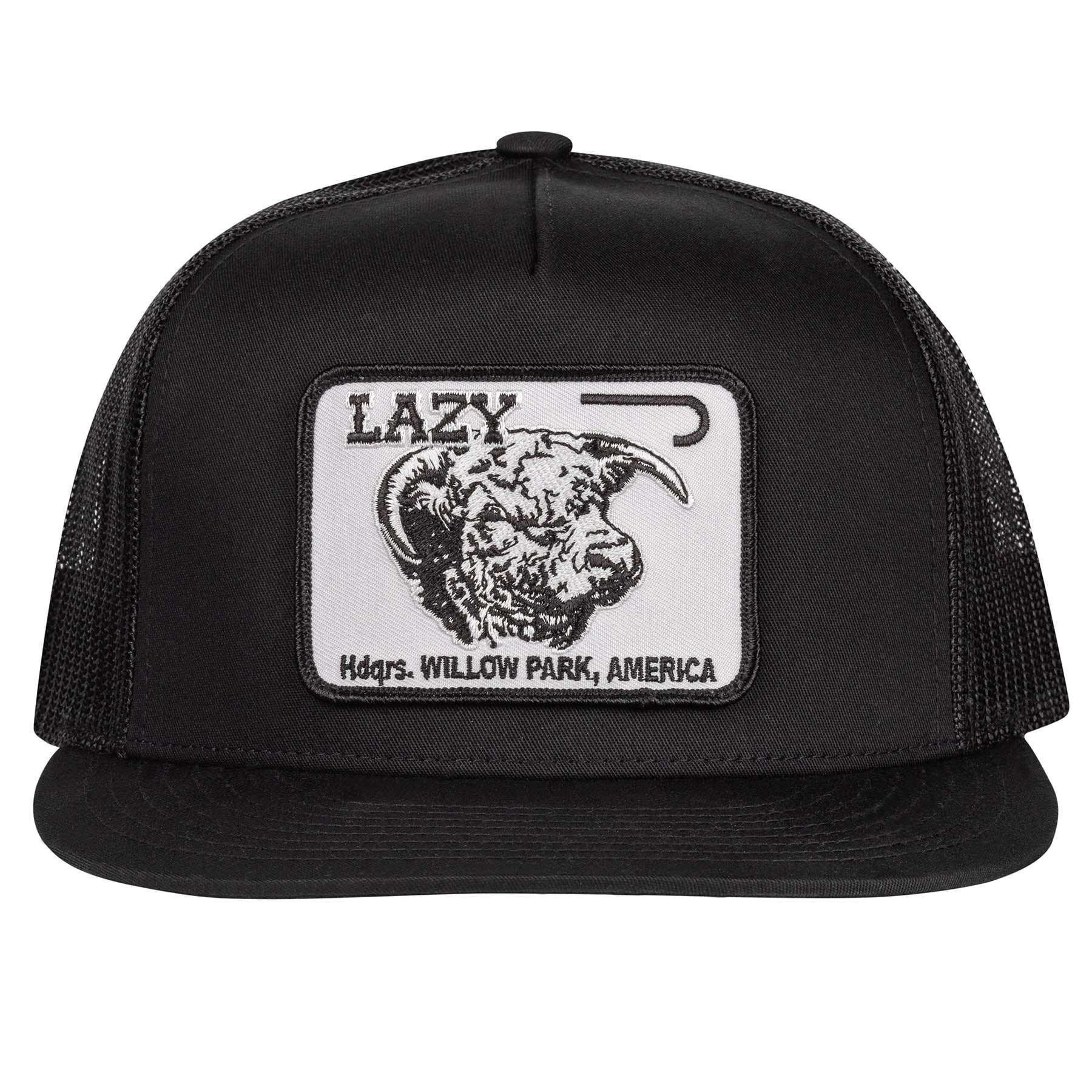 Lazy J Ranch Black Willow Cattle Headquarters Classic Five Panel Trucker Hat-BLACK4WILLOW