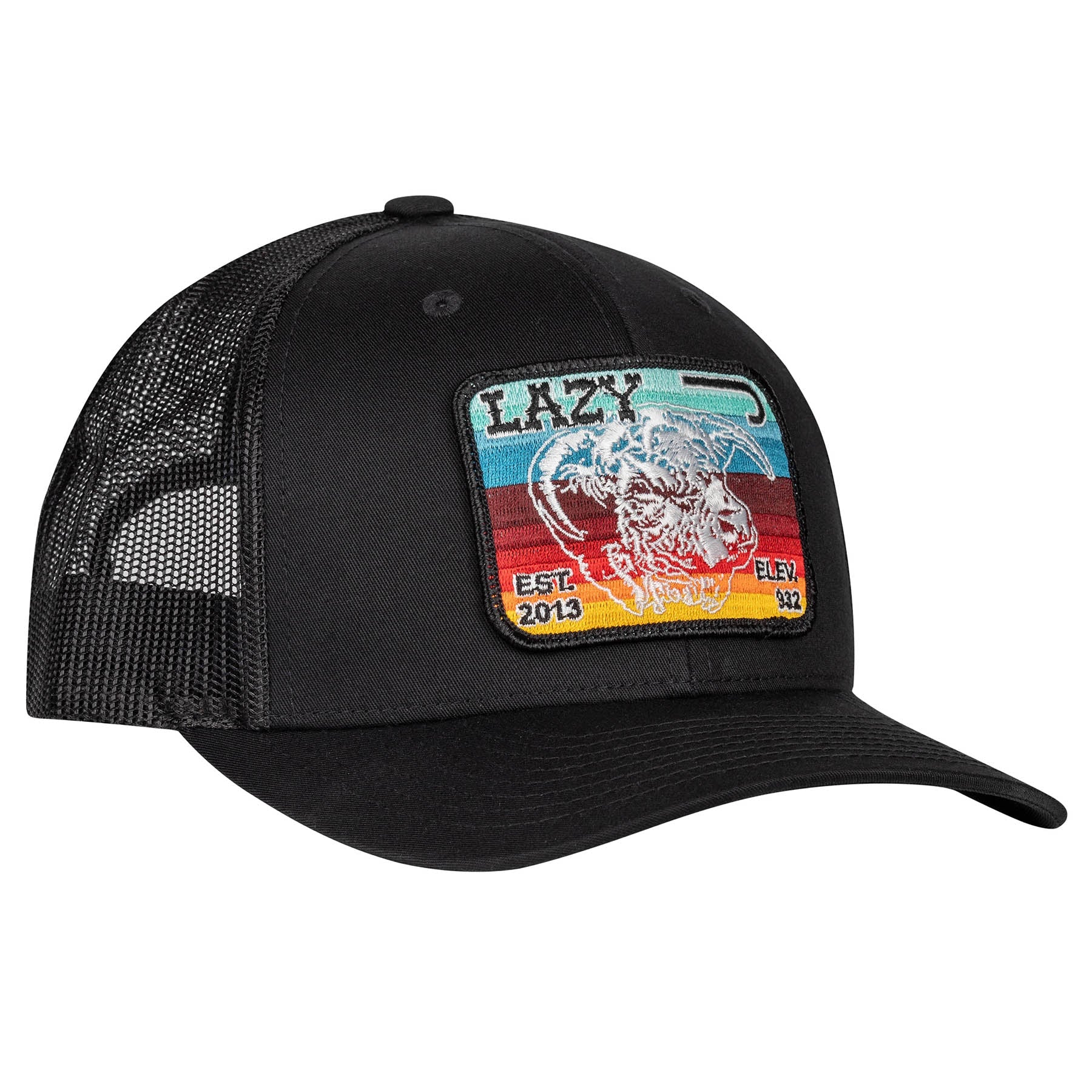 Lazy J Ranch Black Serape Elevation Mid Profile Trucker Hat-BLKBLK3SV