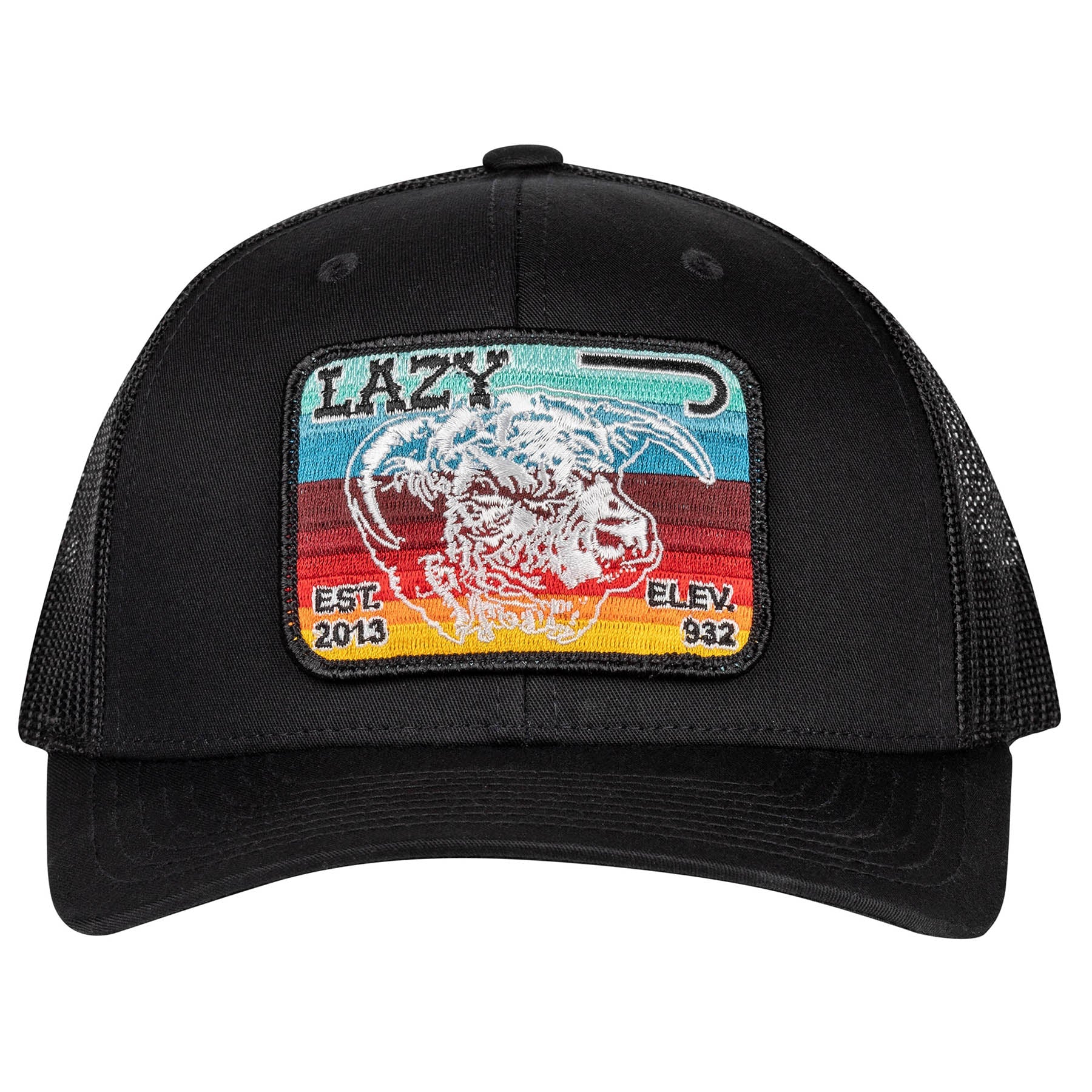 Lazy J Ranch Black Serape Elevation Mid Profile Trucker Hat-BLKBLK3SV