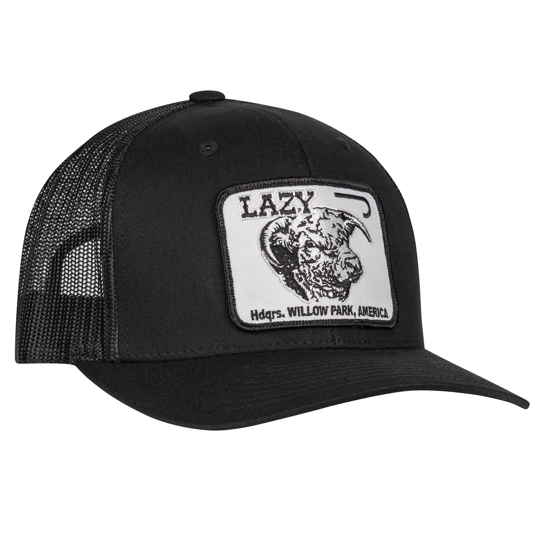 Lazy J Ranch Black Willow Cattle Headquarters Mid Profile Trucker Hat-BLKBLK3WILL