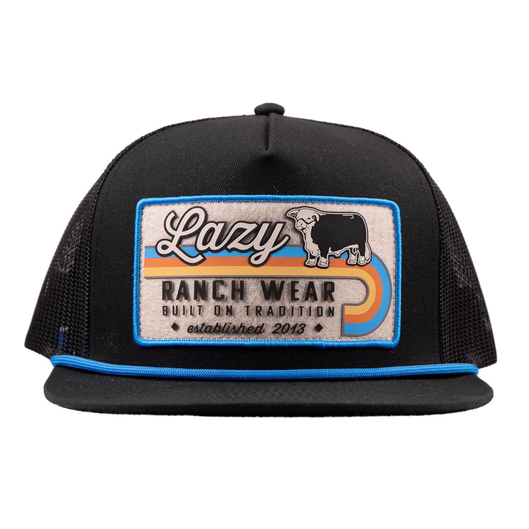 Lazy J Ranch Black Van Horn Classic Rope Trucker Hat