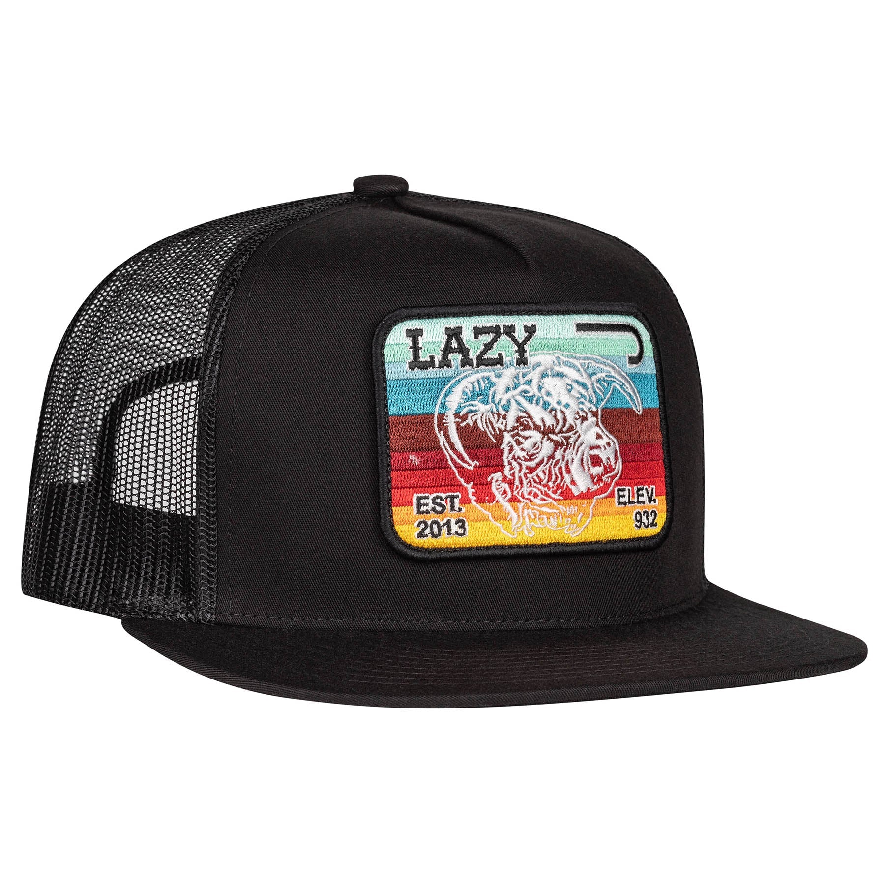 Lazy J Ranch Black Serape Elevation Classic Five Panel Trucker Hat-BLKBLK4SV