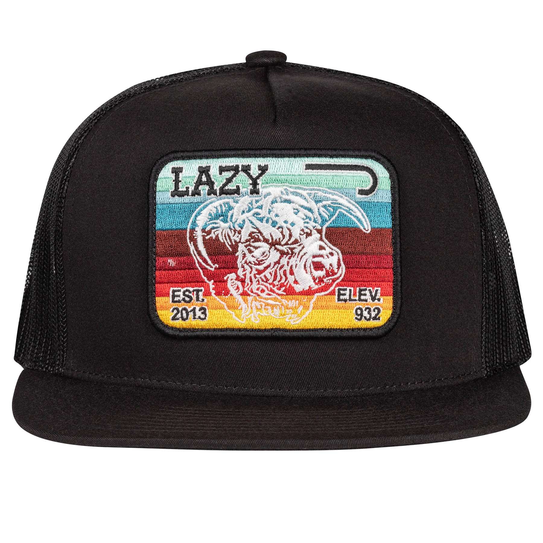 Lazy J Ranch Black Serape Elevation Classic Five Panel Trucker Hat-BLKBLK4SV