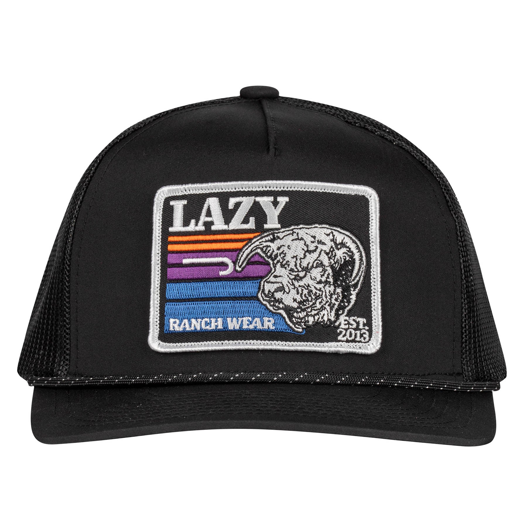 Lazy J Ranch Wear Black Sunset Bull Rope Trucker Hat-BLKROPE3BS