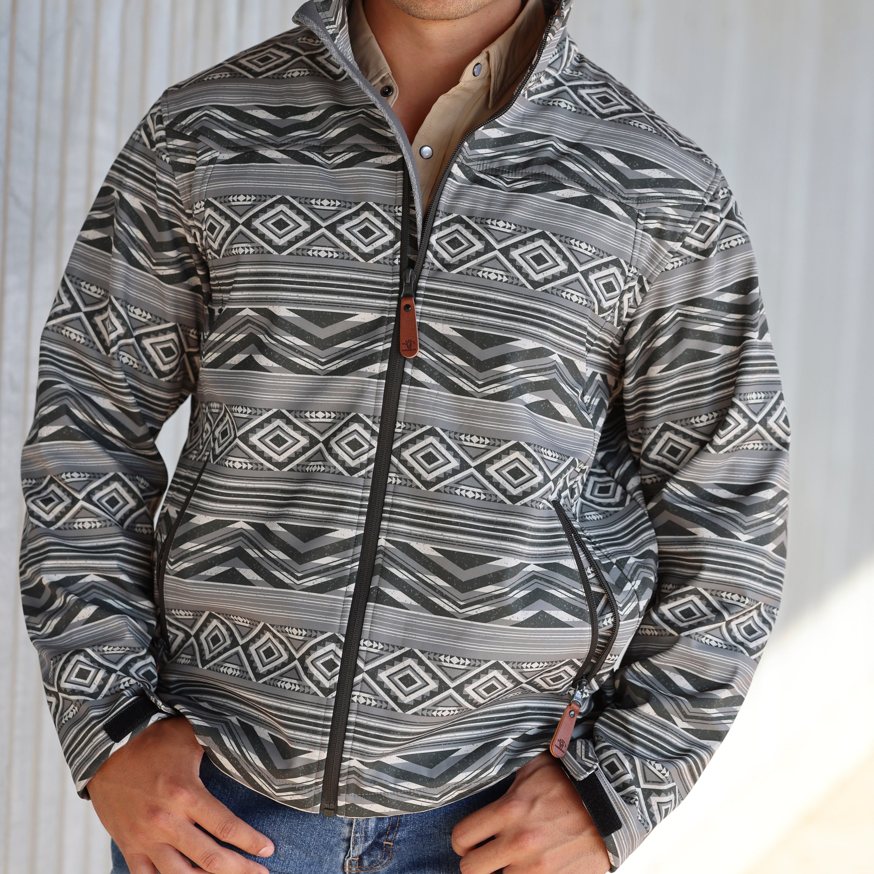 Lazy J Ranch Men's Print Bonded Jacket - Grey