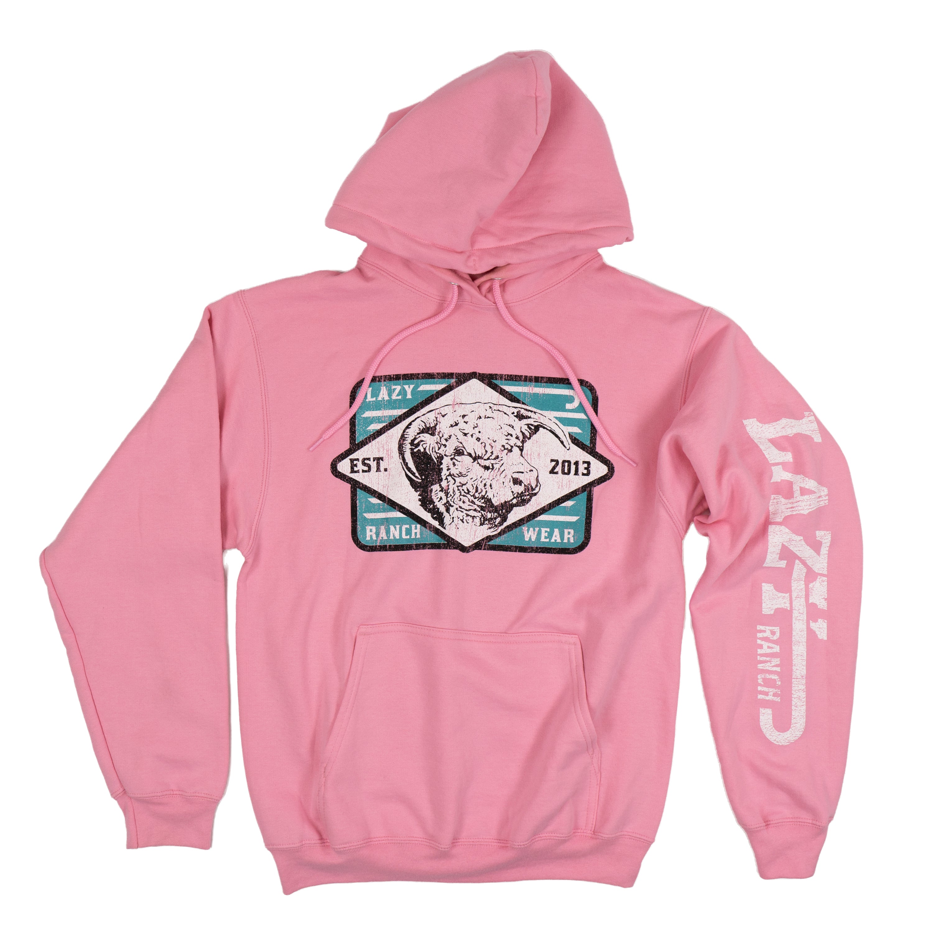 Lazy J Ranch Iron Horn Long Sleeve Hoodie - Pink