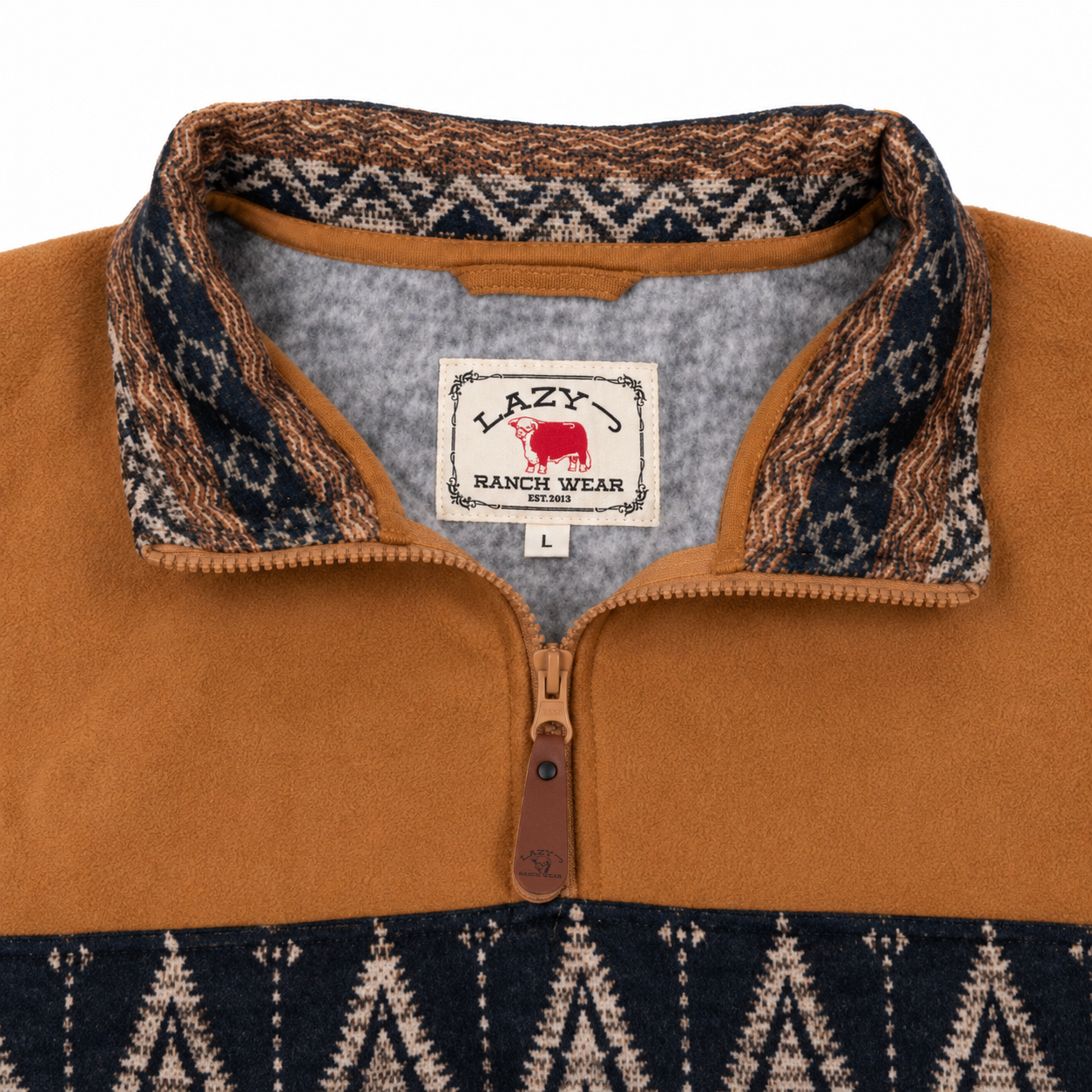 Lazy J Ranch Men's Aztec Blocked Quarter Zip Knit Pullover - Black
