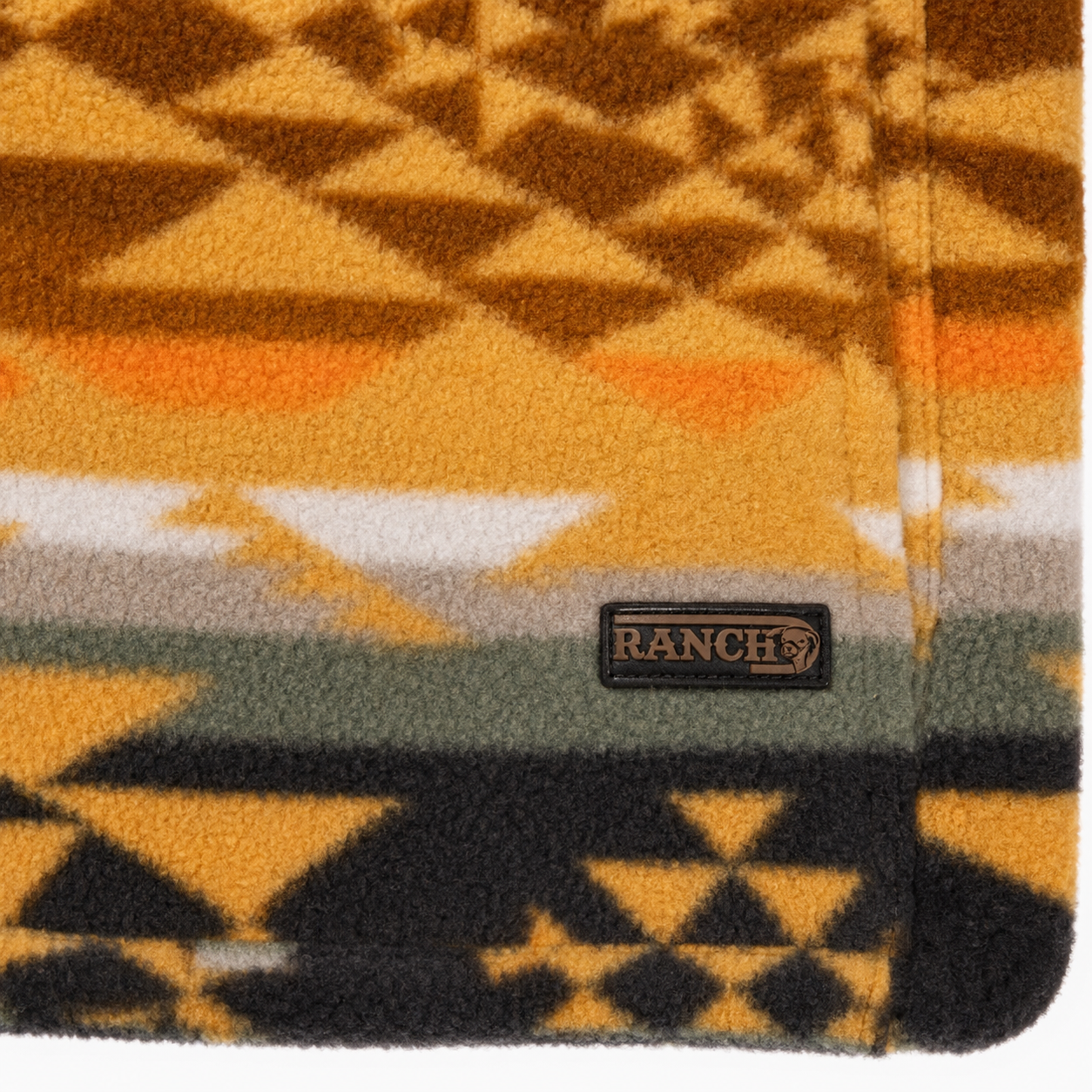 Lazy J Ranch Men's Aztec Print Quarter Zip Fleece Pullover - Mustard