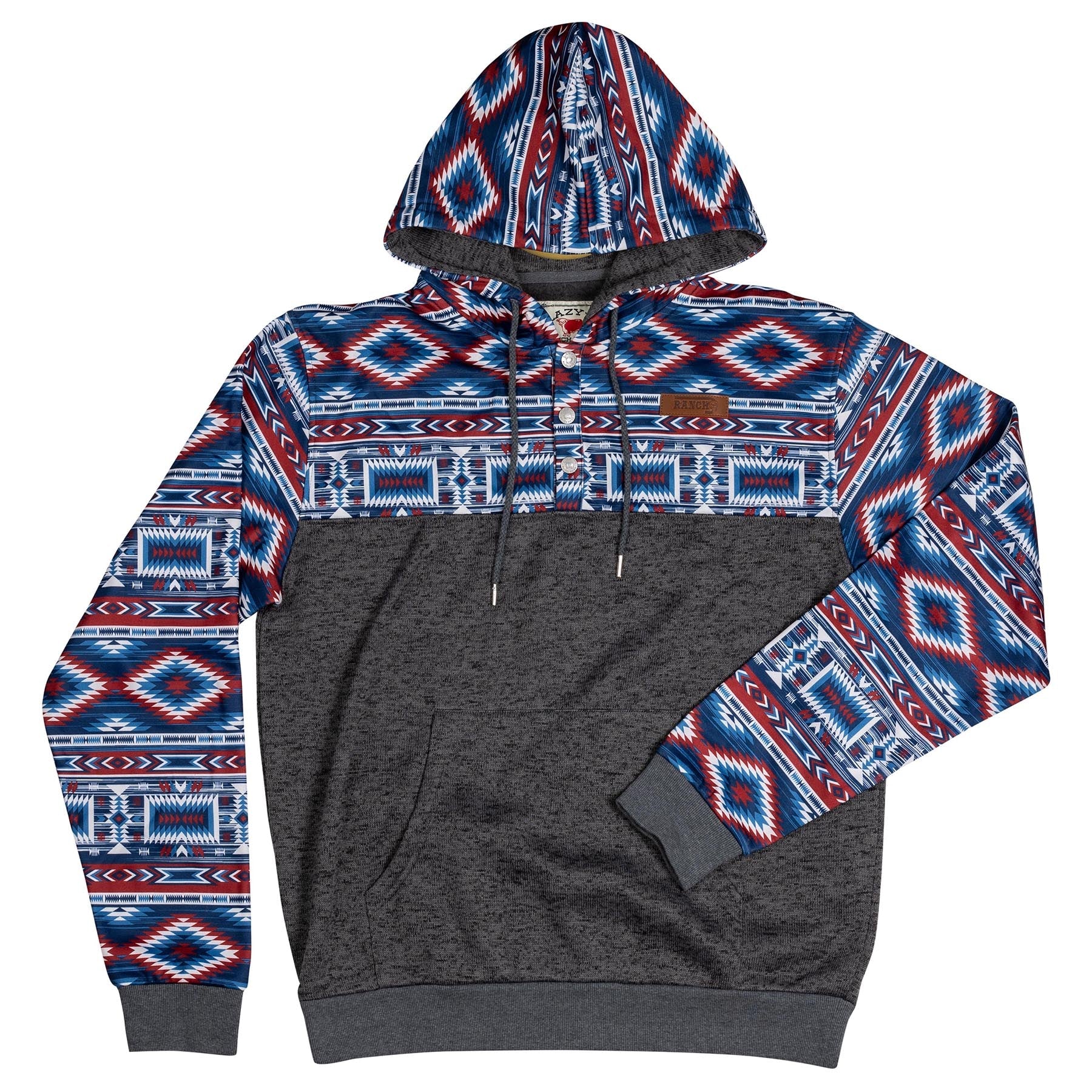 Lazy J Ranch Aztec Long Sleeve Hoodie - Grey