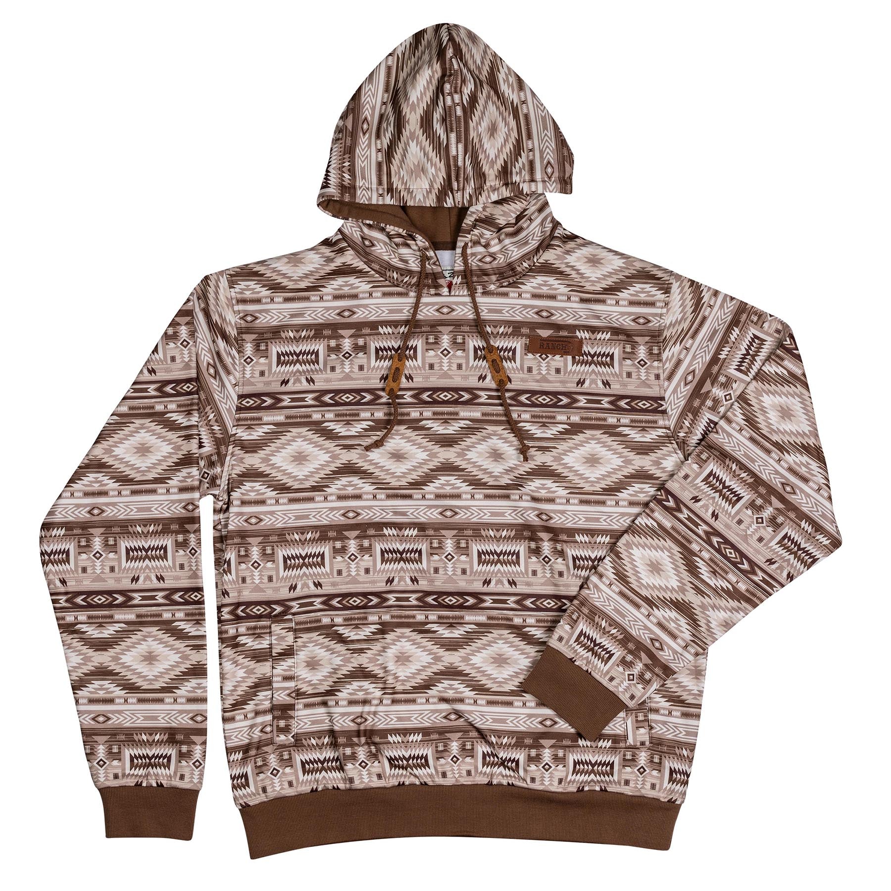 Lazy J Ranch Aztec Long Sleeve Hoodie - Brown