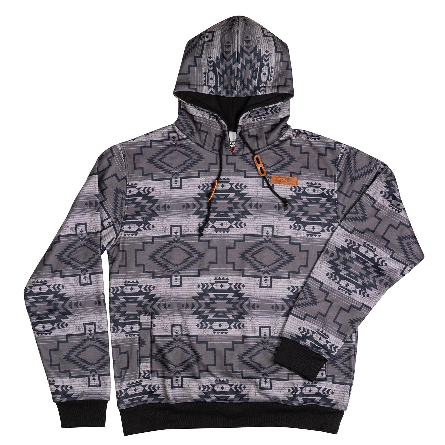 Lazy J Ranch Aztec Long Sleeve Hoodie - Charcoal Grey