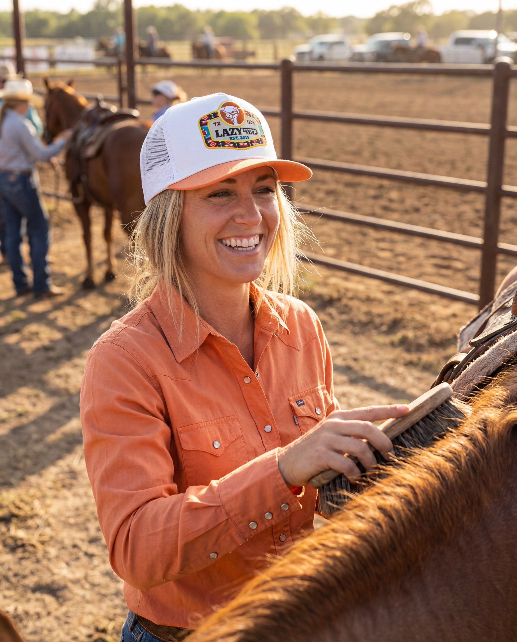 Lazy J Ranch Orange & White Drifter Classic Five Panel Trucker Hat