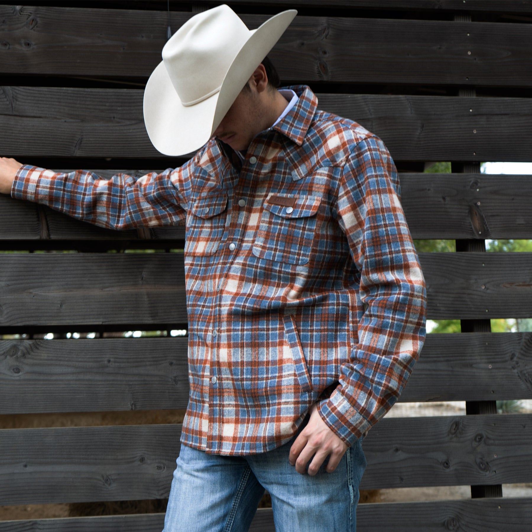 Lazy J Ranch Men's Plaid Jacket - Rust