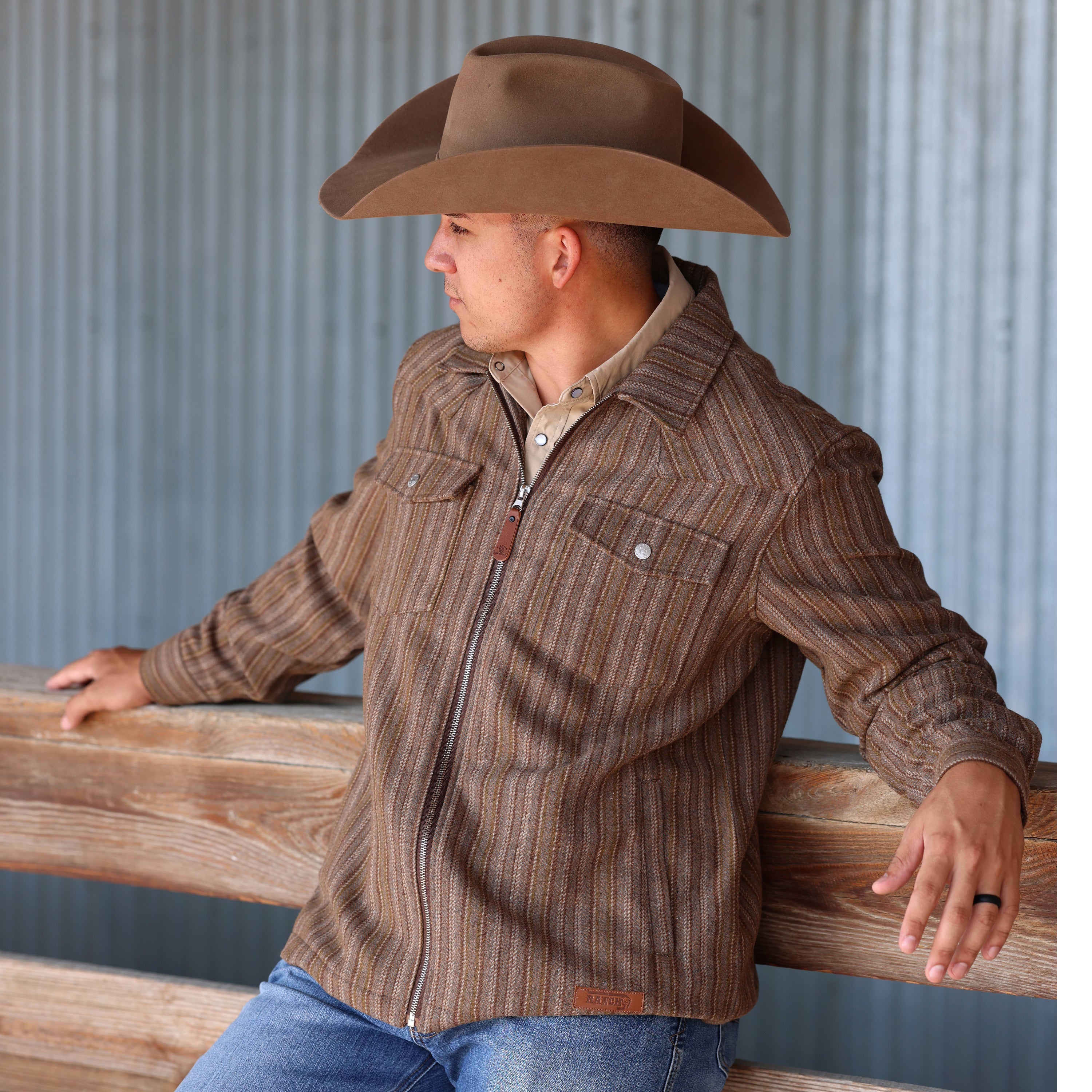 Lazy J Ranch Men's Striped Jacket - Sequoia Brown
