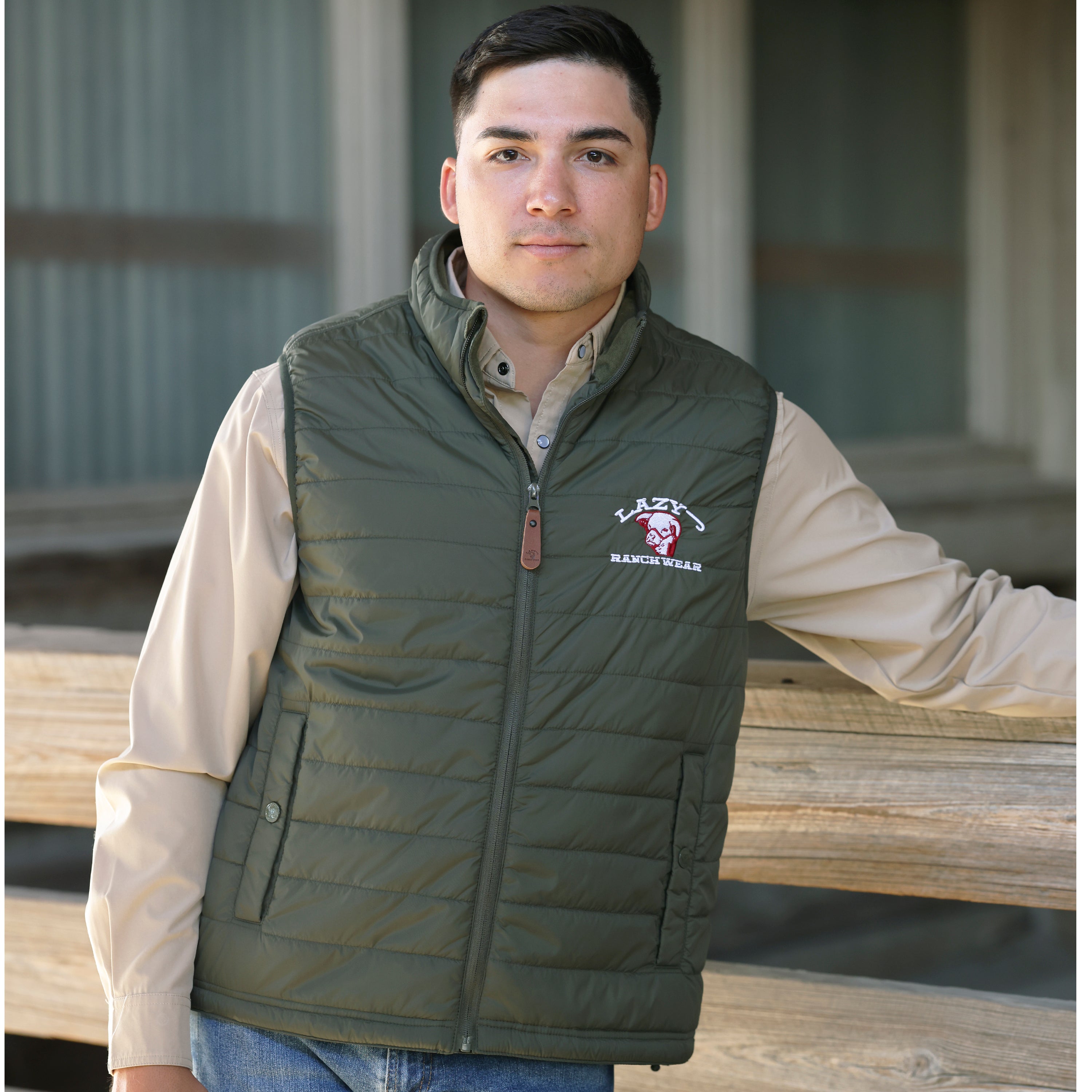 Lazy J Ranch Men's Lightweight Relaxed Fit Vest - Green
