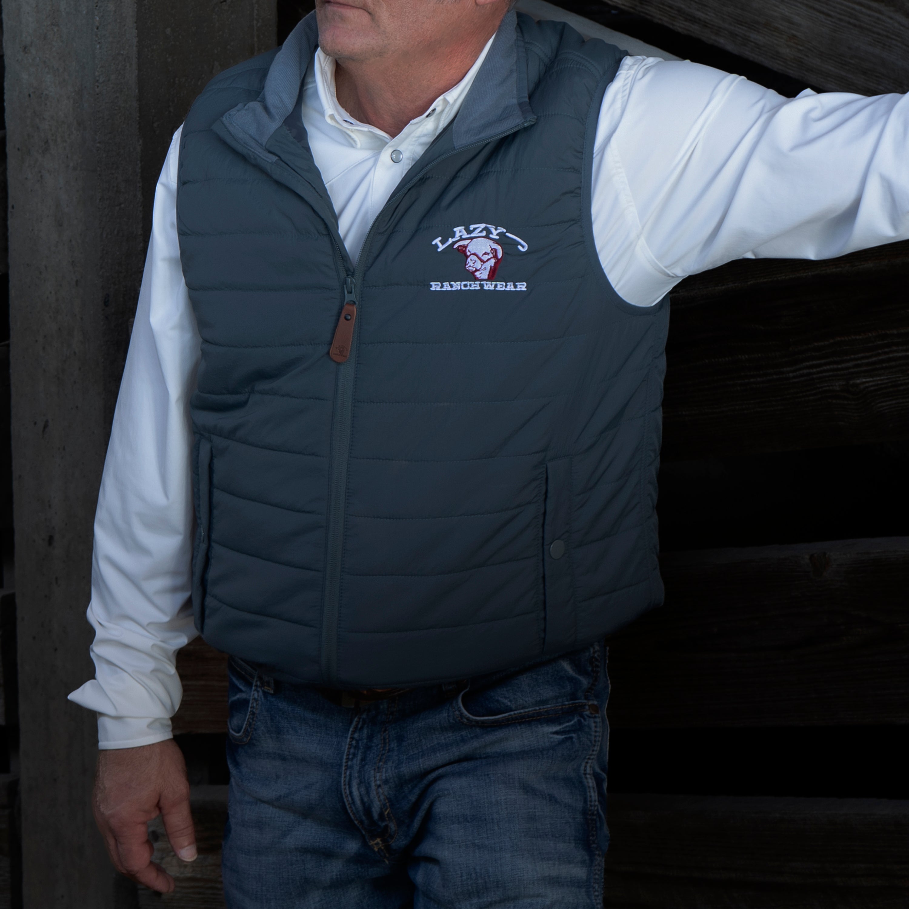 Lazy J Ranch Men's Lightweight Relaxed Fit Vest - Slate Blue