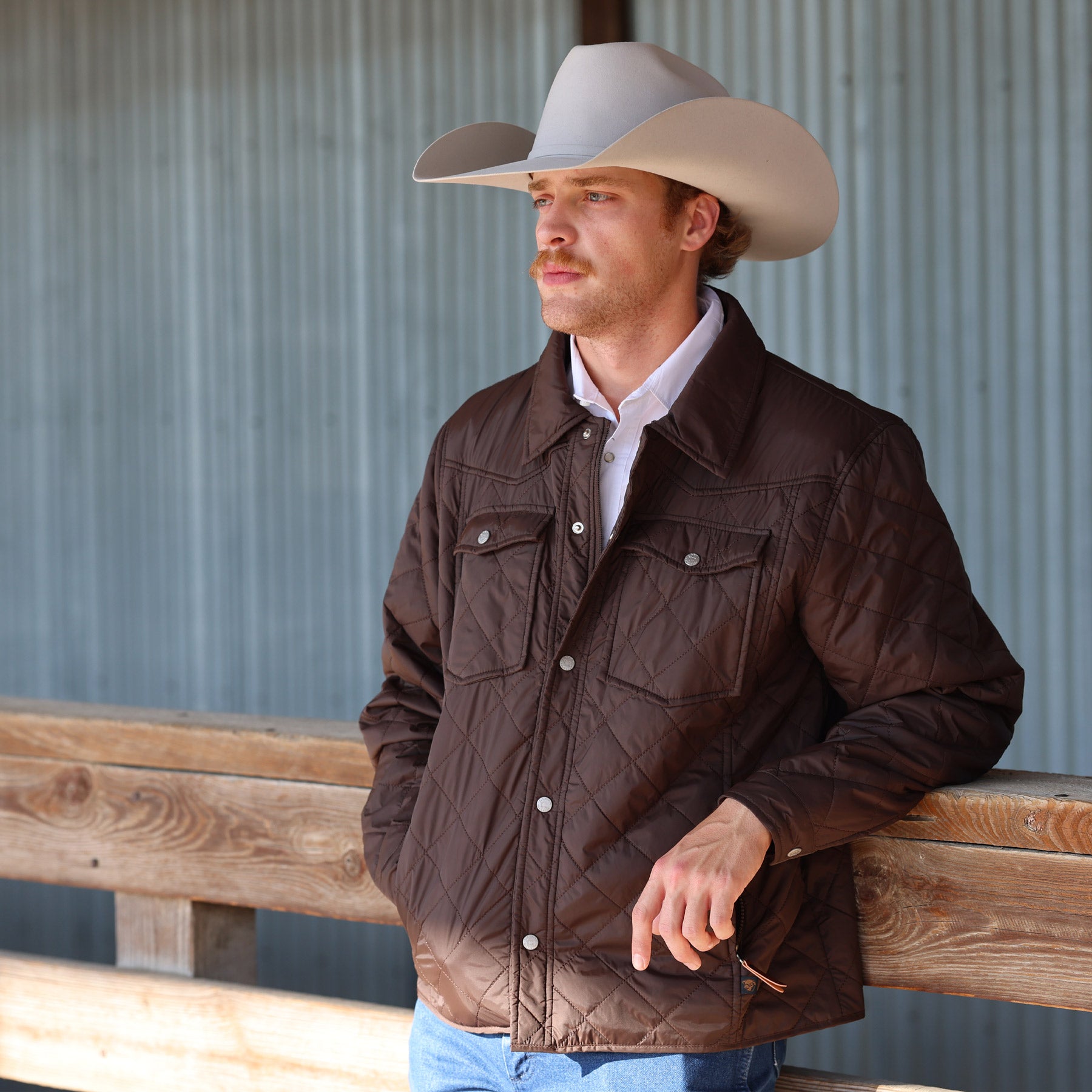 Lazy J Ranch Men's Quilted Poly Fill Jacket - Chocolate