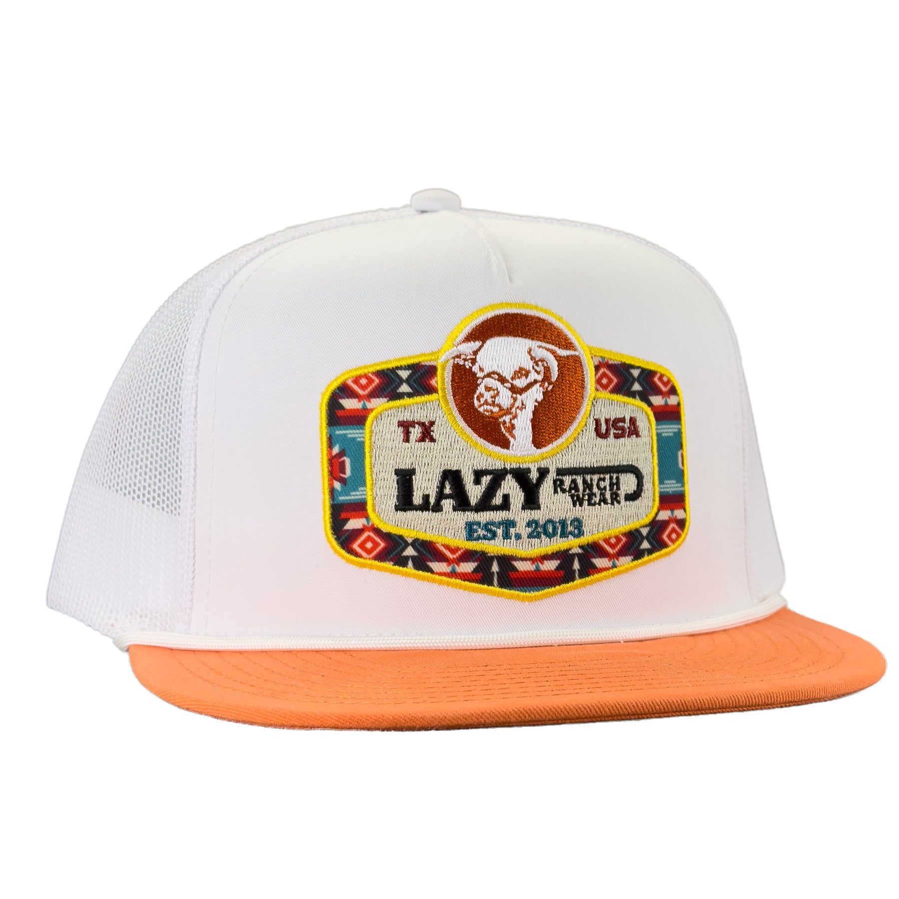 Lazy J Ranch Orange & White Drifter Classic Five Panel Trucker Hat